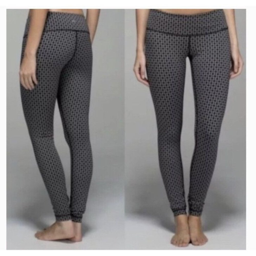 Lululemon Wunder Under Full-On Luon leggings Tri Geo Silver Spoon Black Size 4